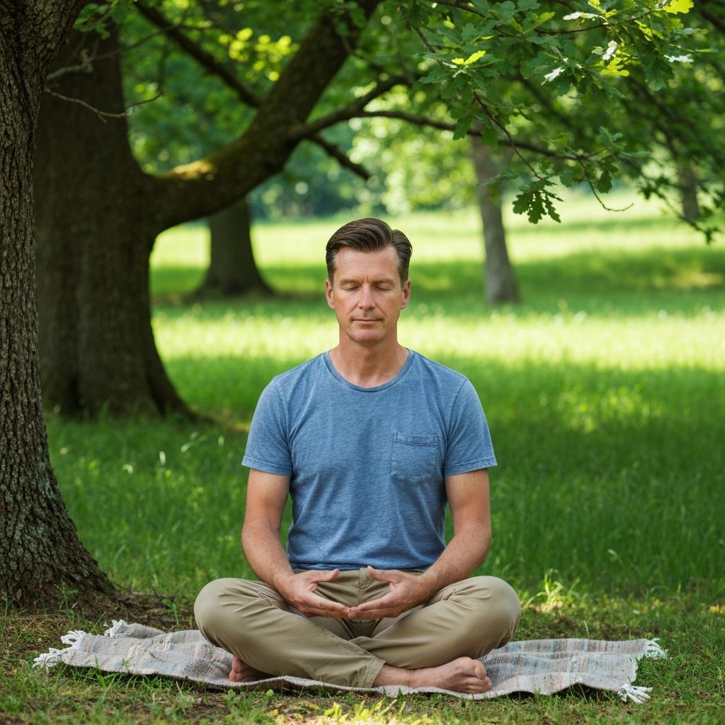 Man meditating outdoors